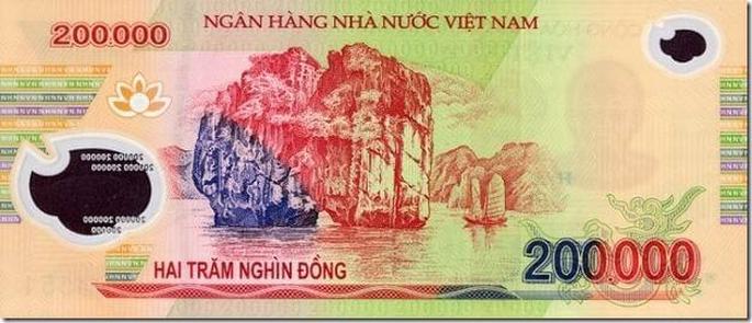banknote 200000 vietnam dong polymer reverse